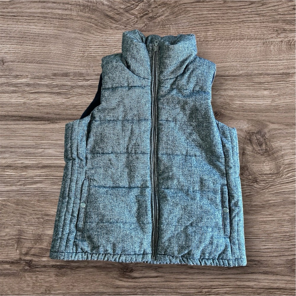 Old Navy Men's Gray Puffer Vest Size XXL Full Zip Quilted Sleeveless Jacket NWOT